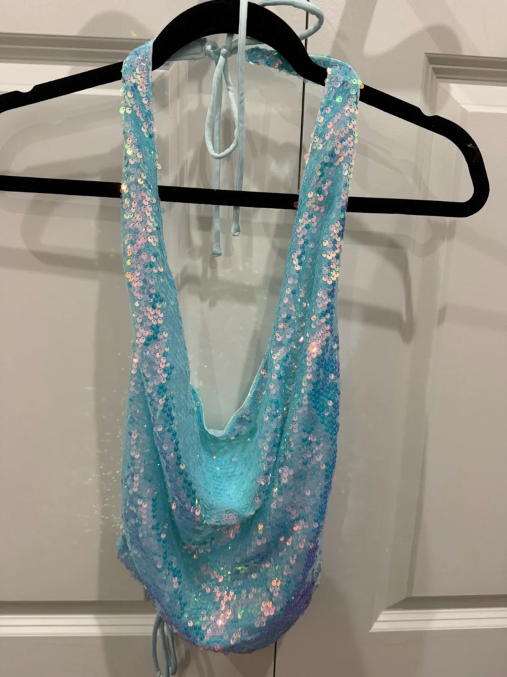 Hello Molly Aqua Iridescent Sequin Mini Skirt Set - Picture 5 of 6